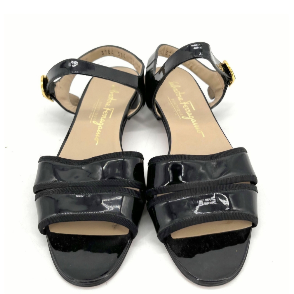 Salvatore Ferragamo Black Patent Leather Sandals